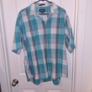 Vintage 90s Blue Button Down Short Sleeve Shirt XL